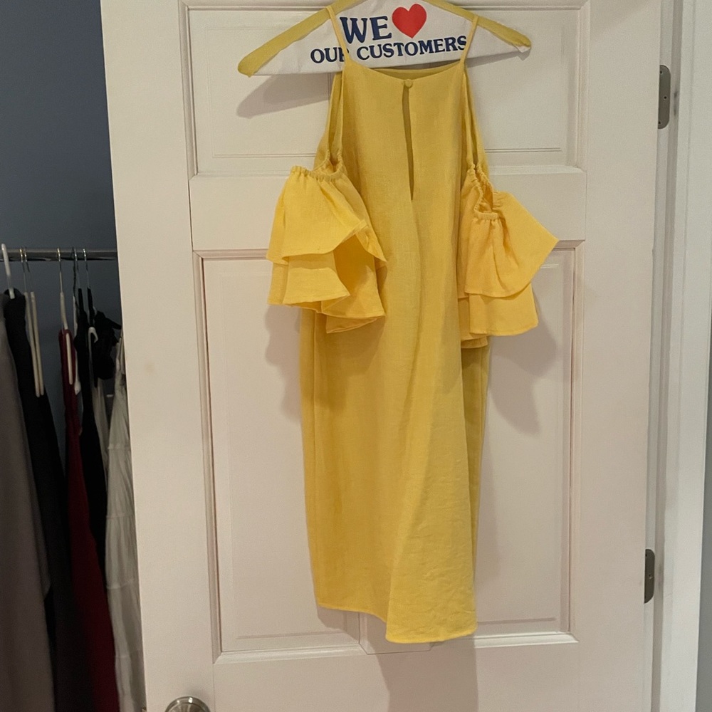 Urban outfits silence + noise yellow ruffle sleeve dress